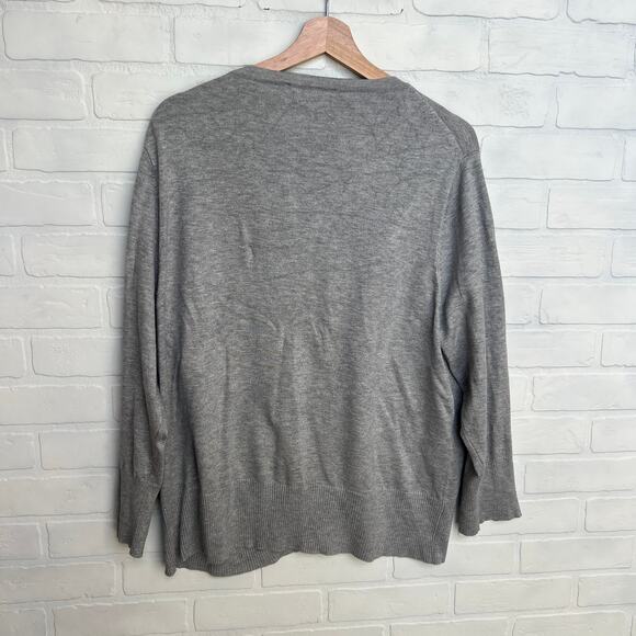 Philosophy Gray Classic Button Down Cardigan Sweater Plus Size Stretch-sz XXL - Picture 2 of 5